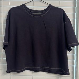 Madewell Navy Cropped Short Sleeve T Shirt